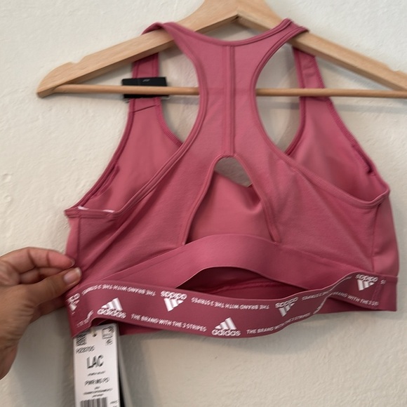 NWT Adidas Powerreact Training Medium Impact Sports Bra in Pink Strata Large A-C - Picture 8 of 11